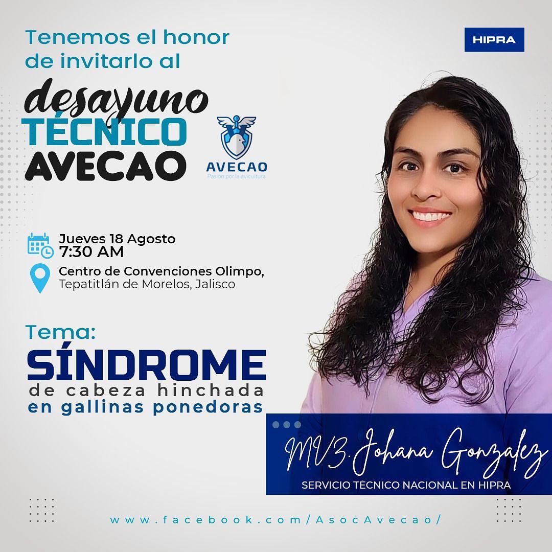 anecaac's tweet photo. Hypra los invita al Desayuno Técnico con el tema: Síndrome de cabeza hinchada en gallinas ponedoras", presentado por la MVZ Johana González, en el marco del Magno Evento AVECAO 2022, el jueves 18 de agosto a las 7:30 am, en el Centro de Convenciones Olimpo, Tepatitlán.
#Avecao https://t.co/mH62KKjU9t