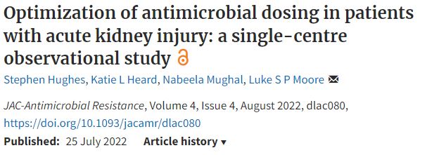 Dosing of antimicrobials in patients with new AKI
 - this has been a long term area of interest from this renal pharmacist who has retrained in infection
Here we present our latest real-world data doi.org/10.1093/jacamr… 1/nbe