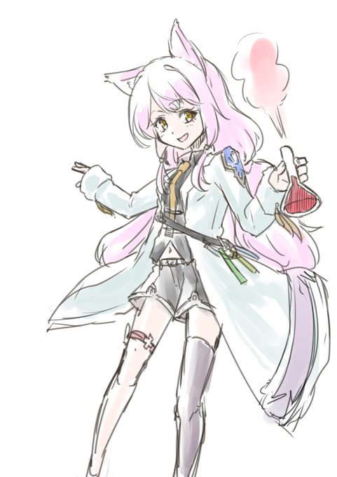 @PixivF_TL ミリオン商会と提携してる大きめの錬金研究機関の所長で、自分でさんざん薬品実験した結果性別年齢耐性が薬で自由自在になっちゃって元の姿忘れたから気分で性別年齢変えて職員を混乱させてるって設定でこういう容姿のキャラ出したい 