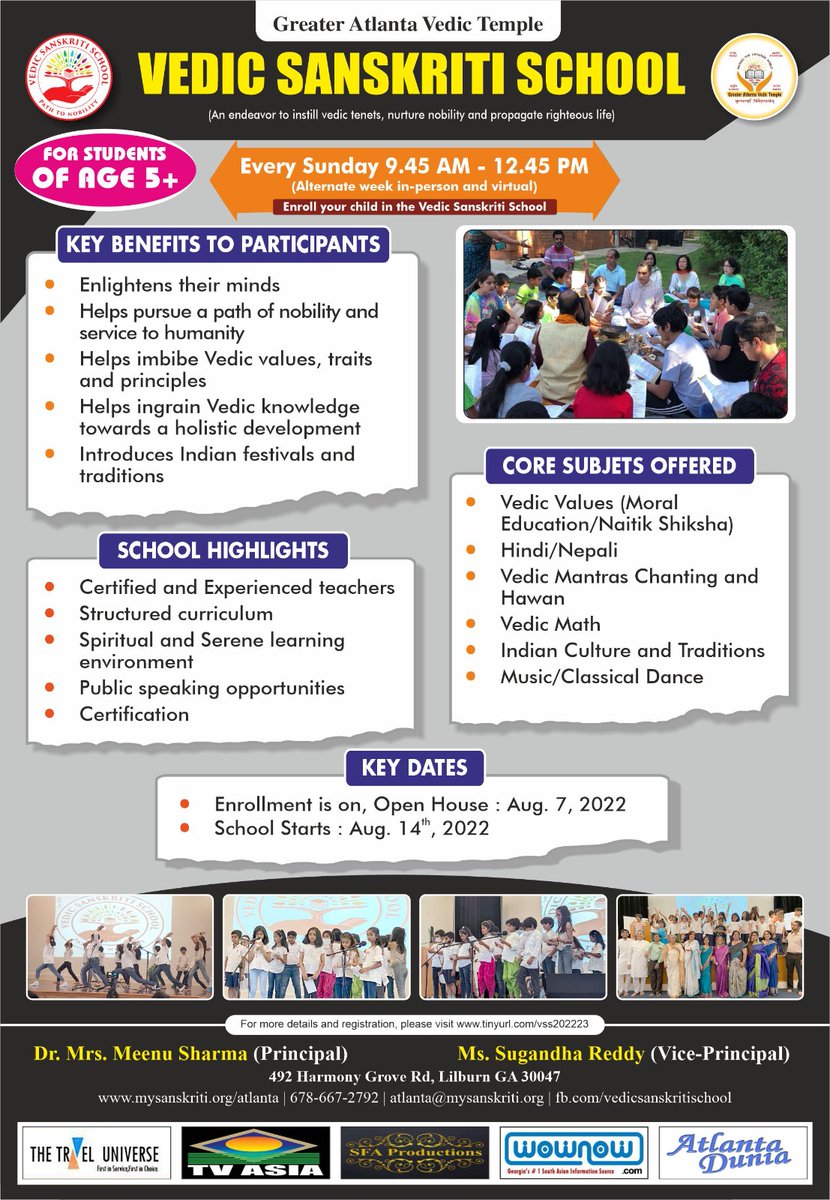 templevedic's tweet photo. Admissions to Sunday Hindi/Moral Values School VSS 2022-23 are open. Registration and more details at this link : https://t.co/Pr3gRiEsJV. Open house on Aug 7th and School starts on Aug 14.
#Sundayschool #hindischool #hindi #hinduschool #vedicvalues @vedicmatch https://t.co/N4tCWxXTLK