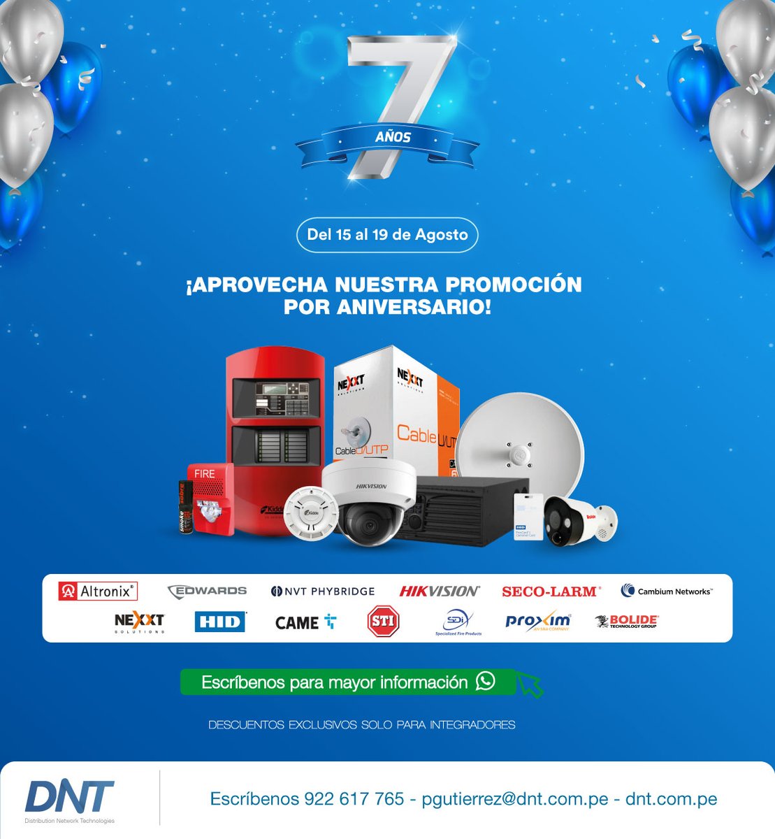 ‼𝗣𝗿𝗼𝗺𝗼𝗰𝗶𝗼́𝗻 𝗽𝗼𝗿 𝗮𝗻𝗶𝘃𝗲𝗿𝘀𝗮𝗿𝗶𝗼‼😱😎
Solo por esta semana aprovecha nuestros descuentos exclusivos en todos los productos de seguridad electrónica.
Solicita nuestro catálogo de promoción a:
📞 922 617 765 / 960 458 258
WhatsApp: wa.link/qg3b7l