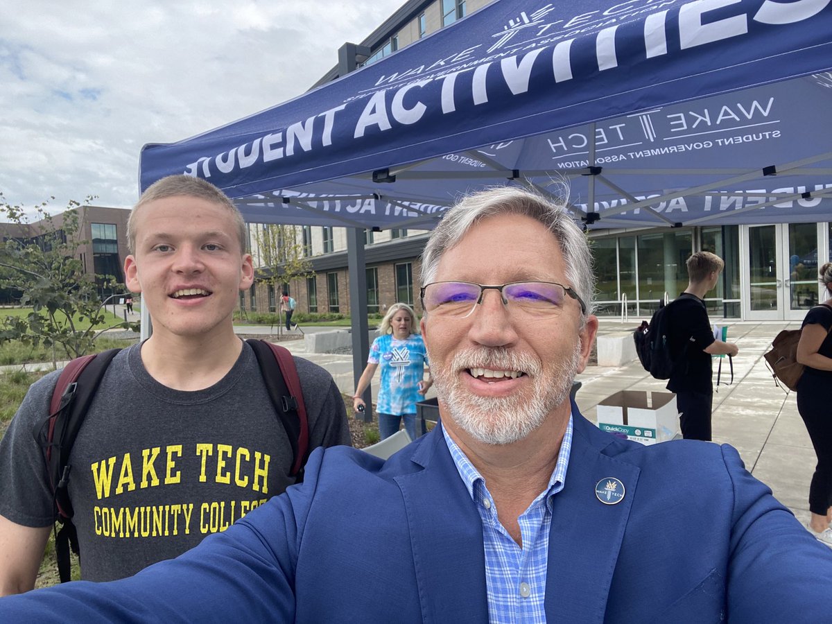 Paul, a supply chain management student, thought it a good idea to wear his ⁦<a href="/waketechcc/">Wake Tech</a>⁩ t-shirt for the first day of class. I thought that was a good idea too so I awarded him a $250 Golden Ticket scholarship from ⁦<a href="/WTCCFoundation/">Wake Tech Foundation</a>⁩ #ReachAndRally