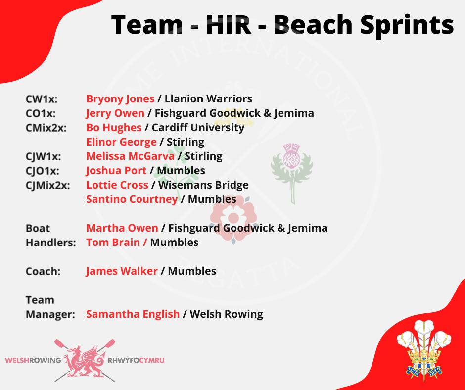 Welsh Rowing are delighted to announce the Team selected to represent Wales at the first Beach Sprint Home International Regatta that will take place in St Andrews on Saturday 20th August.