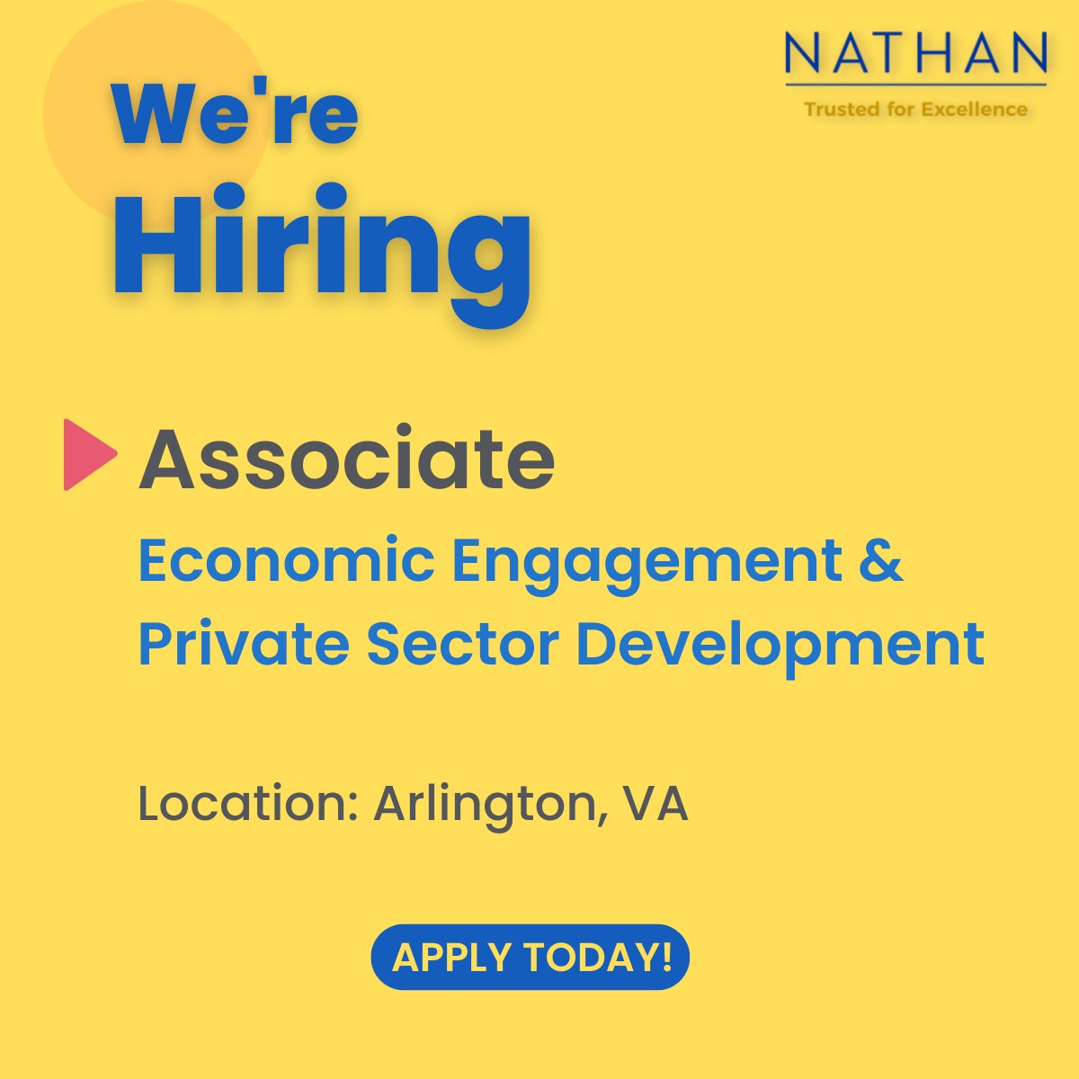 Nathan_Inc's tweet photo. Join our International Development team!
Read more &amp; apply today: https://t.co/5zjcfRUaaD

#Nathanatwork #internationaldevelopment #developmentjobs #PSD #development https://t.co/3KGbqkKkZN