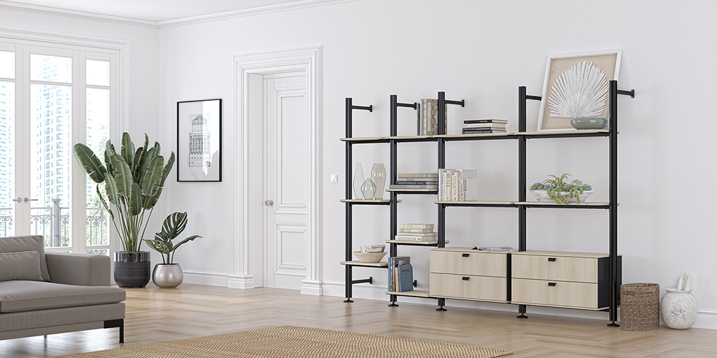 Çalışma ve yaşam alanlarında, sergileme-depolama ünitesi ya da yarı şeffaf alanlar yaratan bir seperatör olarak kullanabilen #USB, mekanları efektif değerlendirmeye imkan tanır.