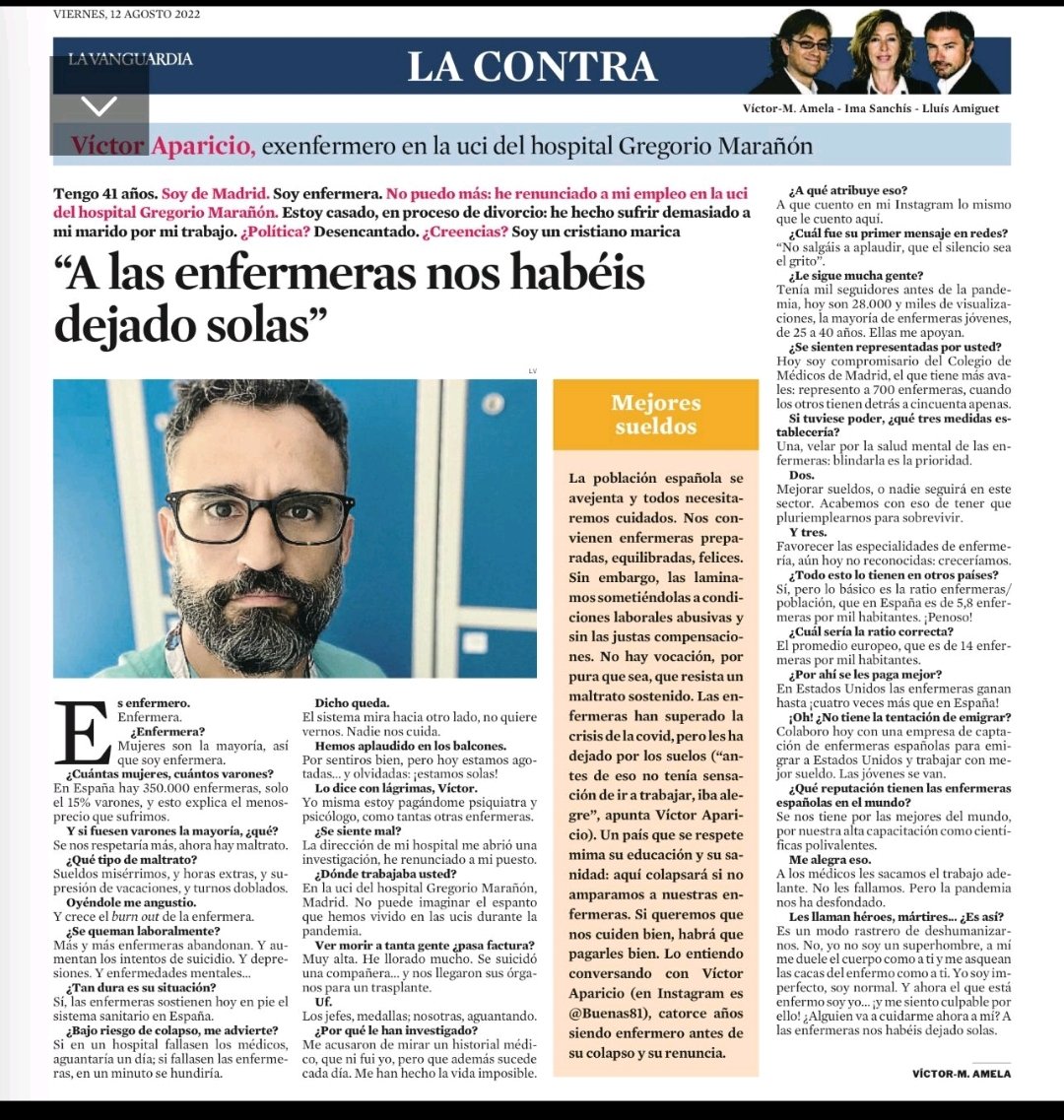 nursescsi's tweet photo. Reportaje @LaVanguardia para reflexionar sobre nuestra realidad #enfermera. ¿Qué pensais? Abrimos hilo https://t.co/LOsEE4FAfD