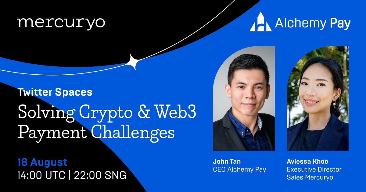 ⭐️ Our Exec Sales Director <a href="/AvieKhoo/">AvieK</a> will be chatting to <a href="/AlchemyPay/">Alchemy Pay|$ACH: Fiat-Crypto Payment Gateway</a> CEO John Tan about all things #payments in #Web3 + #crypto on #TwitterSpaces. 

Join the conversation 👉 14:00 UTC, Thurs 18 August.