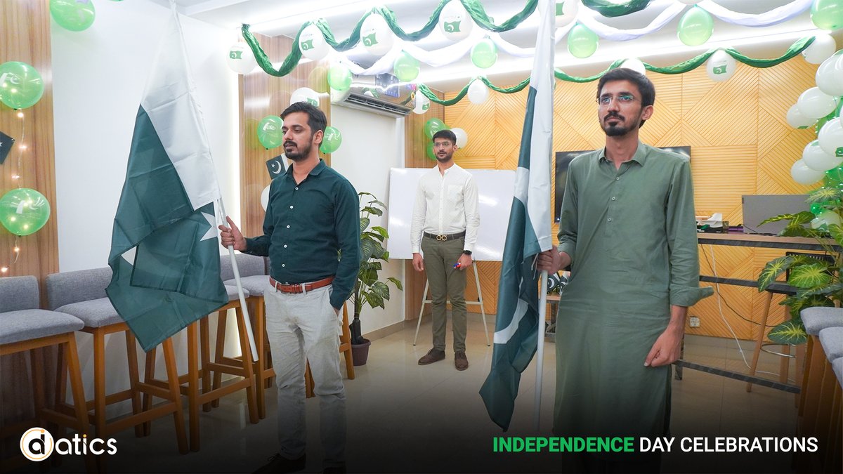 datics_ai's tweet image. We held a terrific Independence Day Celebration  💚 🤍 
From flag badge pinning to fun team trivia quizzes to pledging for Pakistan, our HR team organized a memorable and perfect event for our Datics family! 👏 
LONG LIVE PAKISTAN! 🇵🇰 
#75yearsofindependence #datics