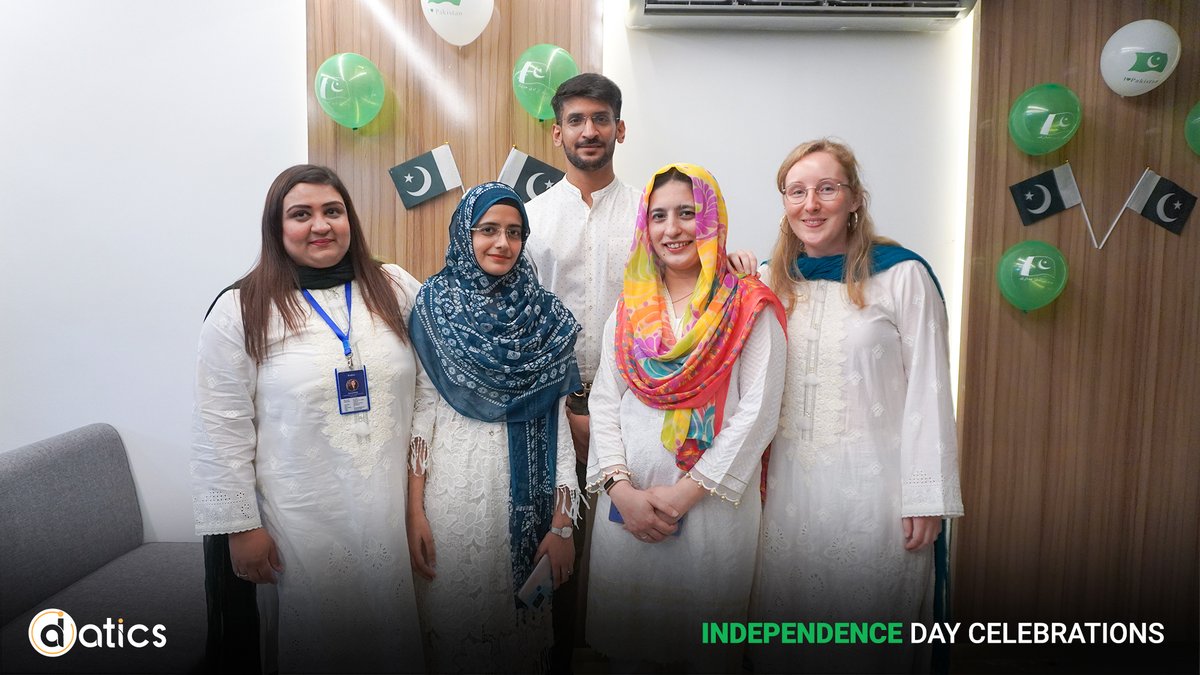 datics_ai's tweet image. We held a terrific Independence Day Celebration  💚 🤍 
From flag badge pinning to fun team trivia quizzes to pledging for Pakistan, our HR team organized a memorable and perfect event for our Datics family! 👏 
LONG LIVE PAKISTAN! 🇵🇰 
#75yearsofindependence #datics