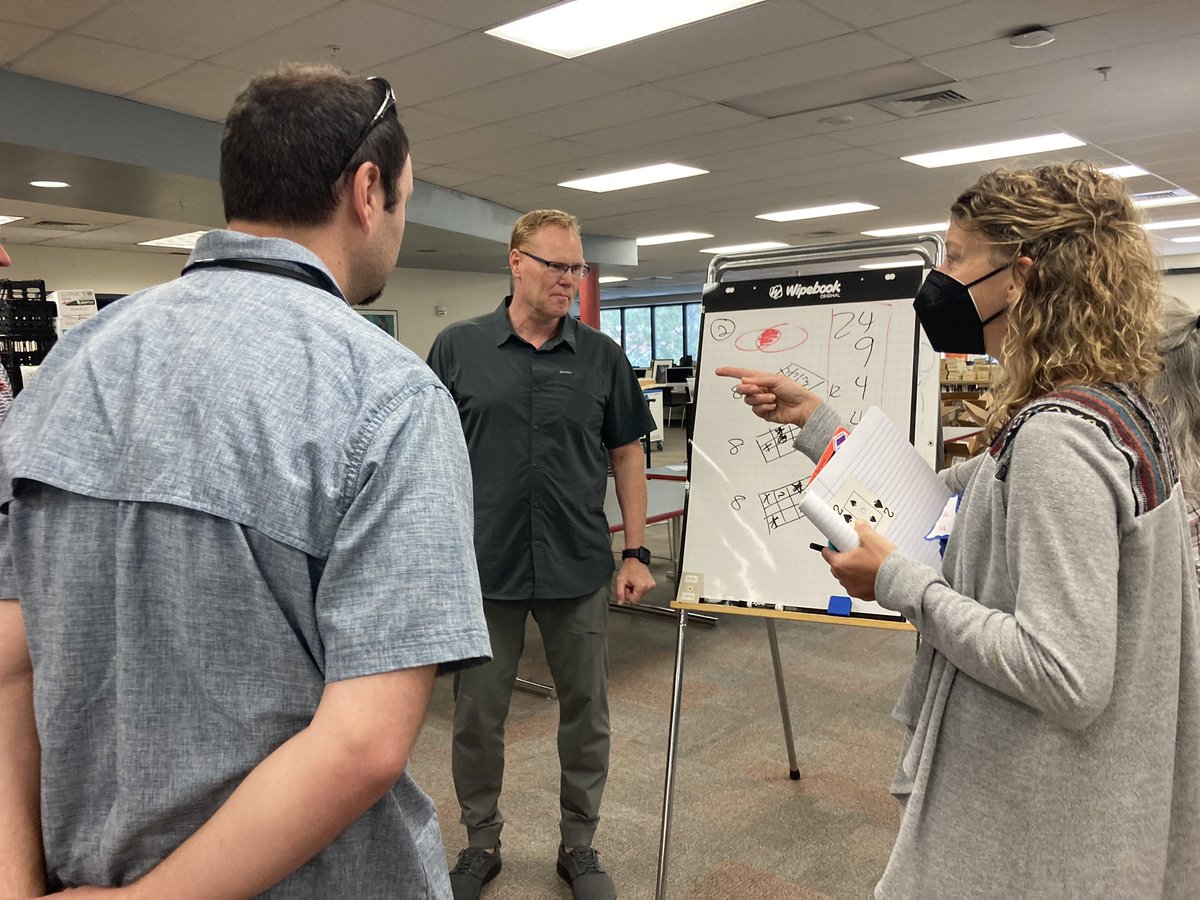 DurangoSupt's tweet image. Definite productive struggle going on this morning with our @Durango9R middle and high school math teachers, professional learning with @pgliljedahl #ThinkingClassroomsinMathematics #AgileThinkers #EmpatheticCollaborators