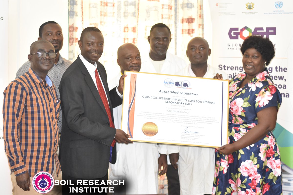CSIRSRI's tweet photo. CONGRATULATIONS.......CSIR-Soil Research Institute SOIL TESTING LABORATORY FOR A2la ACCREDITATION
#soil #soilscience #soilhealth #soilLAb #accreditation #research https://t.co/YT2Zi7g3Rz