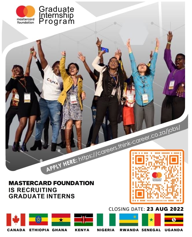 We’re recruiting the next cohort of young graduates across Africa to be a part of our Graduate Internship Program. 

Launch your career with the Mastercard Foundation and apply your knowledge and skills within a work setting. 

Apply: bit.ly/2sK07od