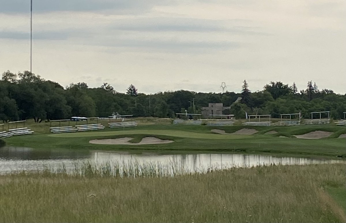 Bleachers ready for fans at the Castle Mortgage 17th Hole Party Zone! #birdiejuice