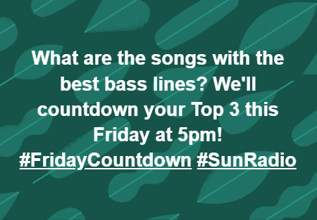 SunRadioTX's tweet photo. Comment ๐ #FridayCountdown #SunRadio https://t.co/kaHJsZ0KOv