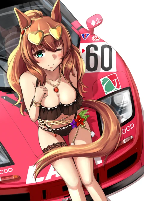 合同誌に載せたイラストを1枚お見せ致します!水着マルゼンスキー×ラーク・マクラーレンF1GTR#ウマ娘 #JGTC 