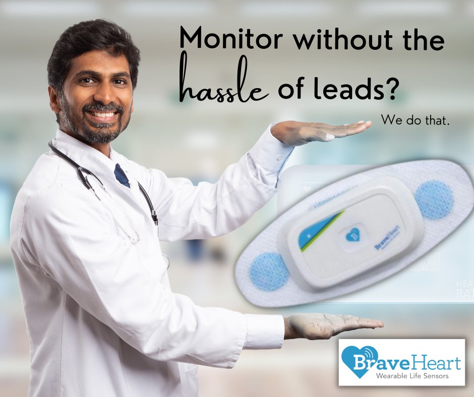 BraveHeartTech's tweet photo. Monitor a heart without the hassle of leads? We can do that. 

Visit https://t.co/WXAjLi6Nax to discover more about the #Bravo1 patch from BraveHeart Wireless.

#braveheartwireless #braveheart #remotepatientmonitoring https://t.co/fy3MtfRIIU