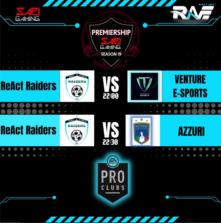 Our Fifa team <a href="/SARaidersOffic1/">ReAct Raiders</a> goodluck with the upcoming games gents

#TimeToReact