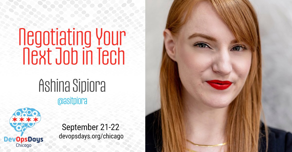 Negotiating is a skill! <a href="/asipiora/">Ashina</a> will help you sharpen those skills with "Negotiating your Next Job in Tech" at DevOpsDays Chicago, taking place Sept 21-22! Get your tickets before they're gone! devopsdays.org/chicago/regist…
