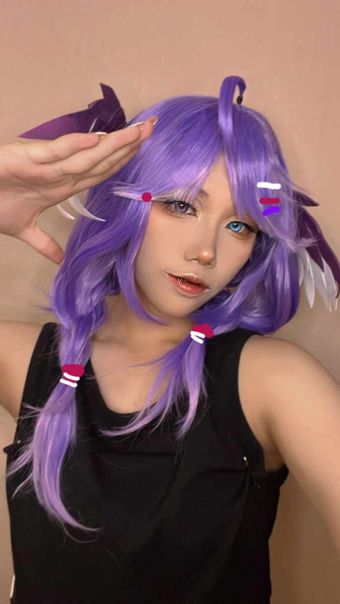 Ling565761711's tweet photo. I did my best to cosplay her🥺💜💜
#SelenTatsuki #Artsuki https://t.co/MtqiRdqV63
