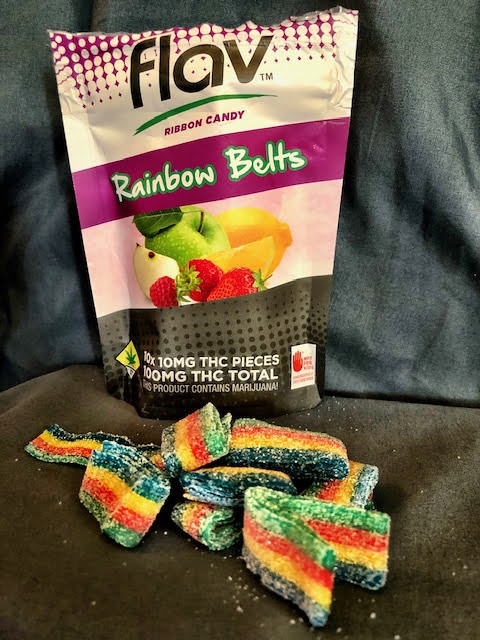 1Chance2GrowUp's tweet photo. These rainbow belts each contain 10mg of THC, 100mg total in the package. This product is dangerous if confused with regular candy as products are not marked with universal THC symbol. #weeklypotshot https://t.co/RKJptDlea2