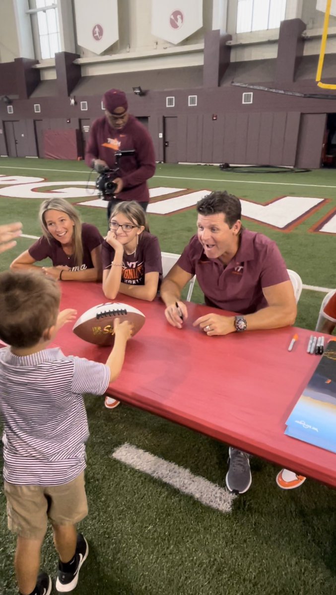 This enter sandman jumpin’ kid (who has grown up a little) got to meet <a href="/CoachPryVT/">Brent Pry</a> yesterday <a href="/HokiesFB/">Virginia Tech Football</a> fan day - he’s pumped for the season!