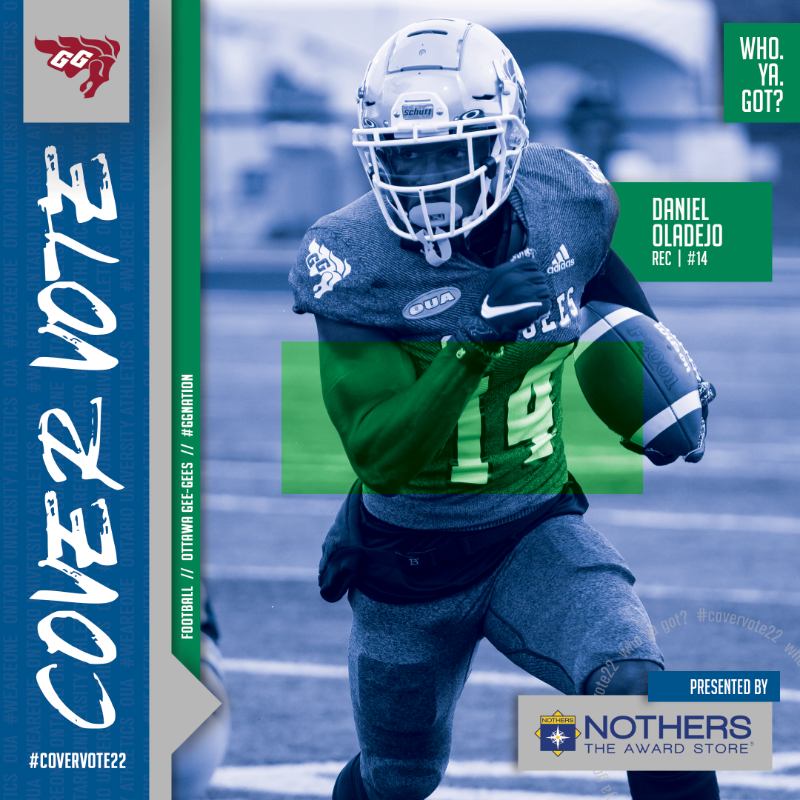 OUAsport's tweet photo. 🏈 𝗥𝗼𝘂𝗻𝗱 𝟭 | 𝗚𝗿𝗼𝘂𝗽 𝟯

🗳️ Daniel Oladejo, @uOttawaGeeGees 
🗳️ Tanner Dejong, @CURavens 
🗳️ Keon Edwards, @WesternMustangs 

@NothersAwards is asking....Who. Ya. Got? 🤔

#WeAreONE | #CoverVote22