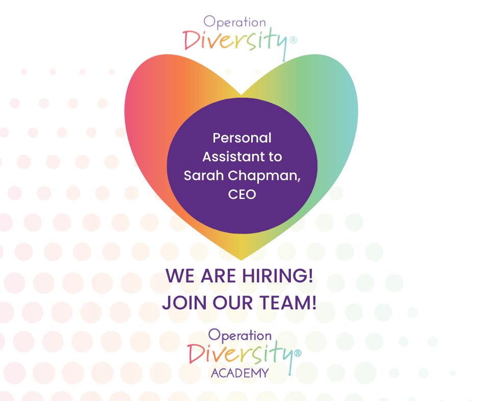 Operation Diversity is hiring an experienced 'Personal Assistant' to work 'Remotely' with Sarah Chapman, CEO.  Badass administrators who can hit the ground running need only apply 

For more info -  ow.ly/HXTU50KjYih