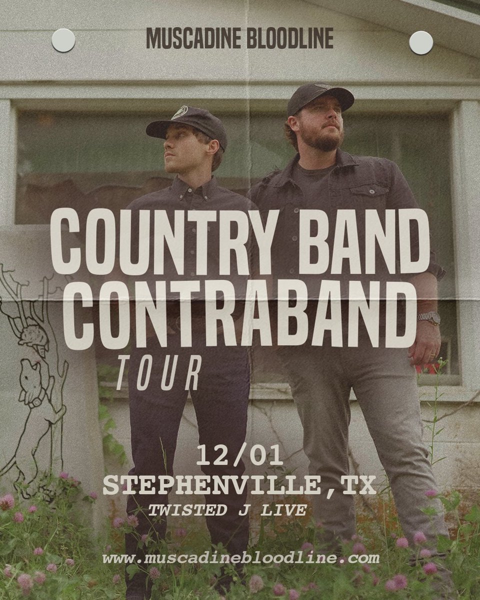 TwistedJLive's tweet photo. STEPHENVILLE!!! @MuscadineBLine is headed to the Twisted J stage on December 1!

Tickets go on sale the THIS FRIDAY at 10am \\ https://t.co/sPzp2NB6YK https://t.co/4esnJLwdCU