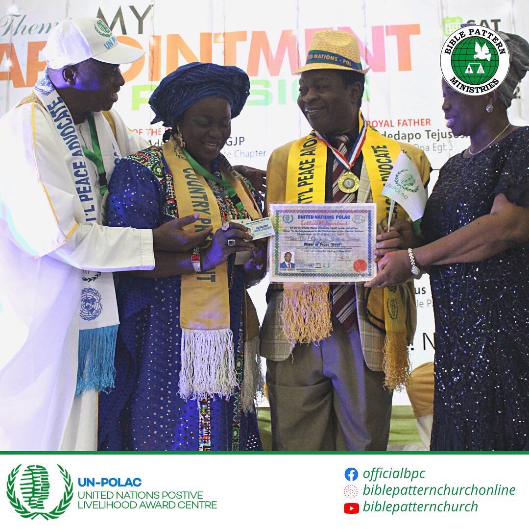 OfficialBPC's tweet photo. #BPCUNPOLAC #UnitedNations #BiblePatternChurch #MayorOfPeace #DRZAOgunsanya https://t.co/nbhJwtihM8