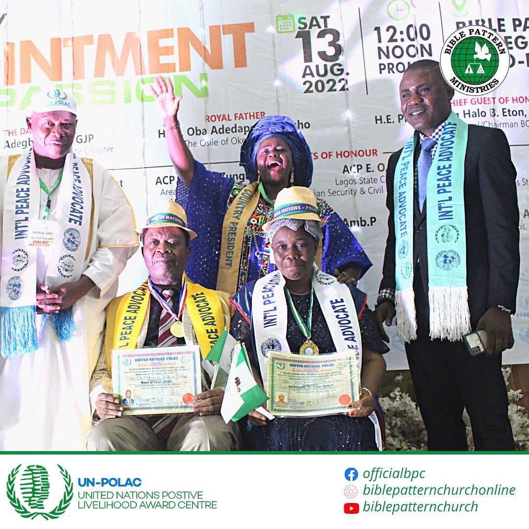 OfficialBPC's tweet photo. #BPCUNPOLAC #UnitedNations #BiblePatternChurch #MayorOfPeace #DRZAOgunsanya https://t.co/nbhJwtihM8