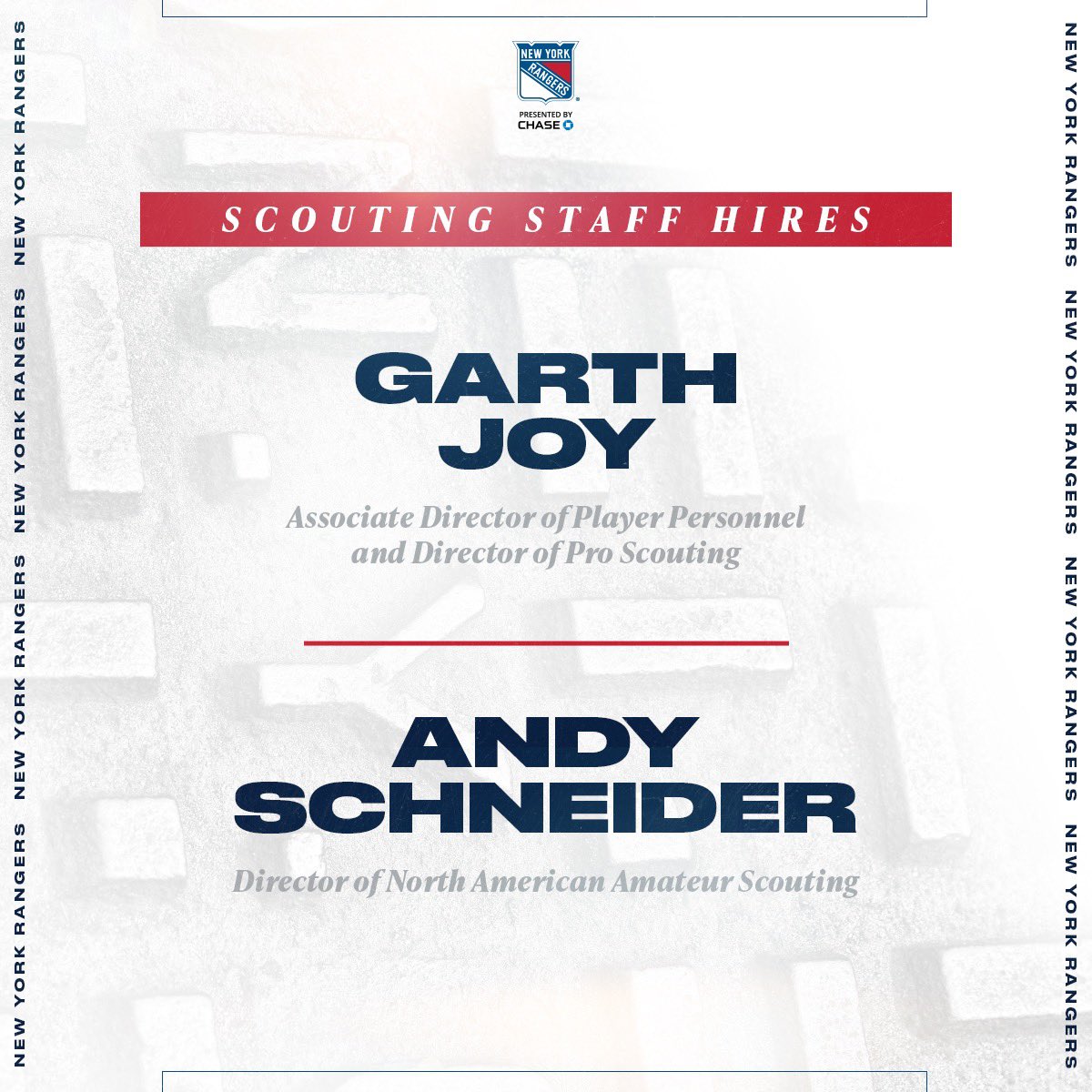NYRangers's tweet photo. #NYR have announced the following hires to the scouting staff: https://t.co/O64T1Zl9LV