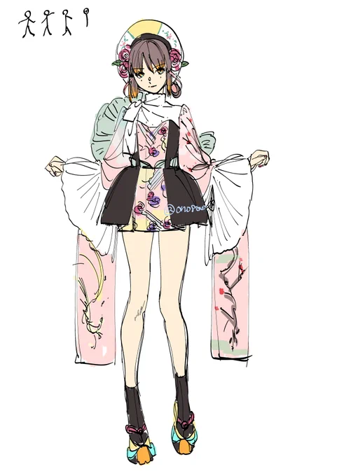 使う予定はないけどまたVtuberでも作ろうかとラフ和洋中?でも柄物は嫌な予感しかしない… 