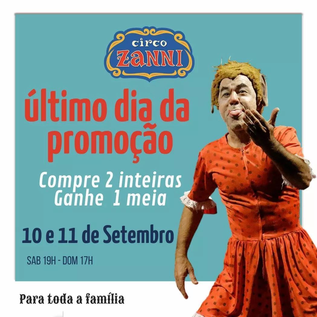 laminima's tweet photo. ÚLTIMO DIA DE PROMOÇÃO ❤
🎪 Ingressos a venda pela bilheteria digital, link na bio circozanni
💭 para mais informações: ingressoszanni@gmail.com
#CircoZanni #EspaçoCultural #EspaçoMultidisciplinar #palhaçaria #comicidade #artistascircenses #Cotia #SãoPaulo https://t.co/6YYjc6xkNN