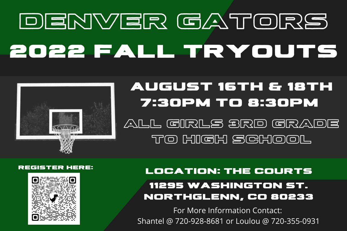 GatorsDenver's tweet photo. Don’t miss out tomorrow and Thursday OPEN FREE TRYOUTS 7:30pm-8:30pm at THE COURTS 🏀 https://t.co/vP1zf652s9