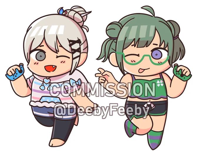 Kana and Midori chibi commission for @/Reizen__ 