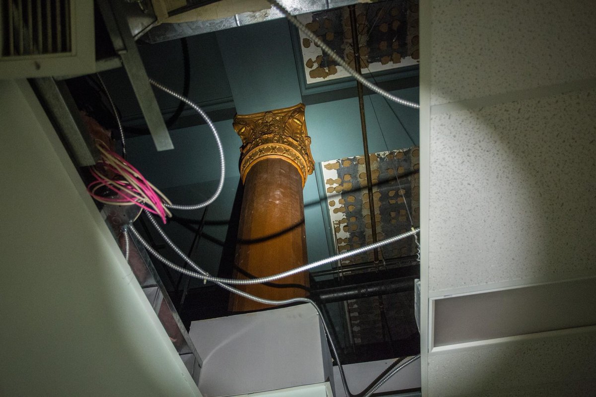PBCENV's tweet photo. Look at what our team found during the demolition work at the old former Mercy Hospital redevelopment project. Remnants of an old Chapel were hidden above ceilings, in walls, and under floors. PBCE has extensive experience in historic property demolition and dismantling. #demo https://t.co/hjpFnJQOFr