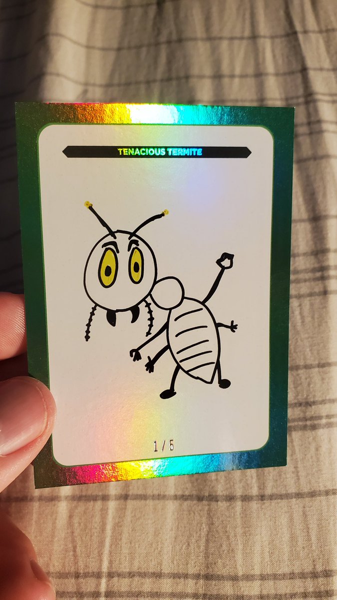 senseichris85's tweet photo. Just pulled a 1/5 #tenacioustermite from my @veefriends pack! @garyvee .. continually adding value, happiness and substance to people's lives ! Thank you from the bottom of my purple heart 💜!! https://t.co/jWmR47pqOf