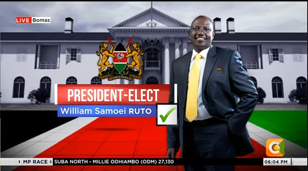 lawrencekitema's tweet photo. BREAKING: IEBC declares DP President, Dr. William Samoei Ruto as the President elect of Republic of Kenya. #KenyaDecides2022 https://t.co/mziqkS4rzE
