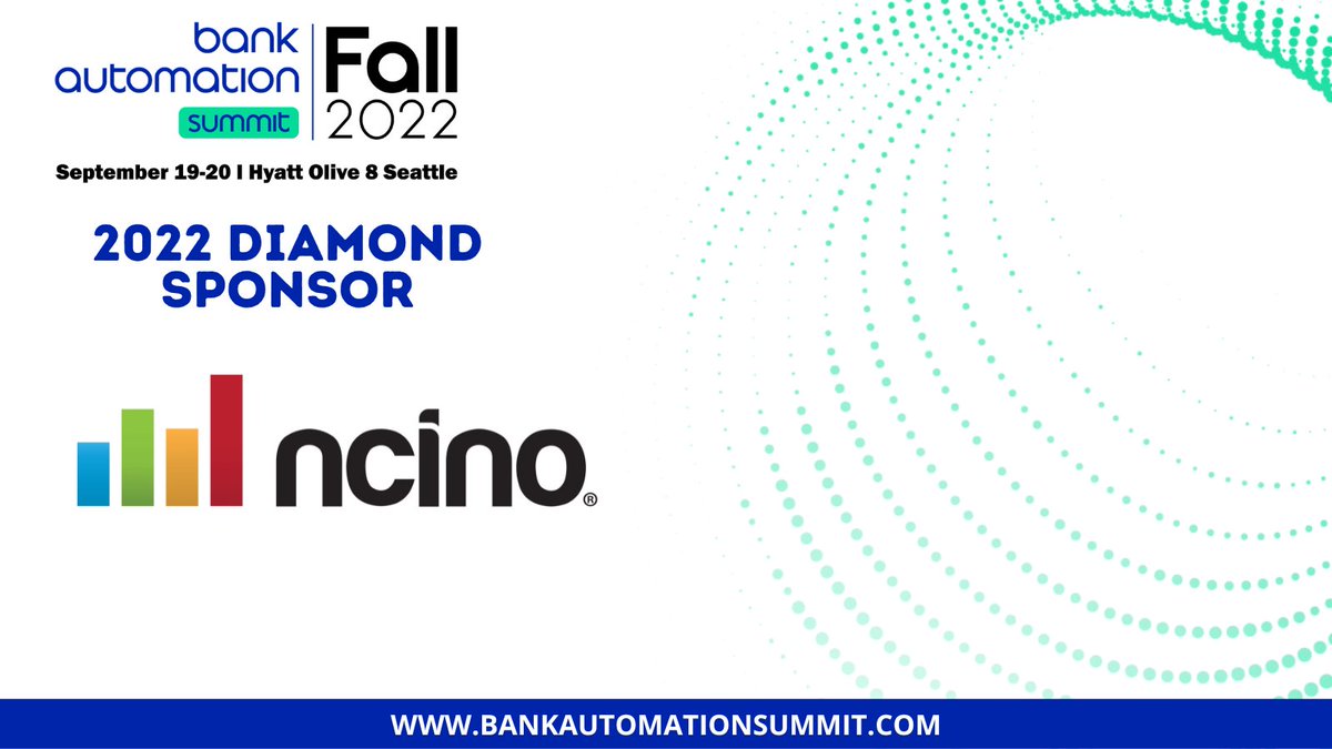 FinAi_News's tweet photo. Thank you @ncino for being a Bank Automation Summit Fall Sponsor! Learn more about this year’s event here: https://t.co/L66w2GtOcj #BASUMMIT22 https://t.co/OqzOxyoySY