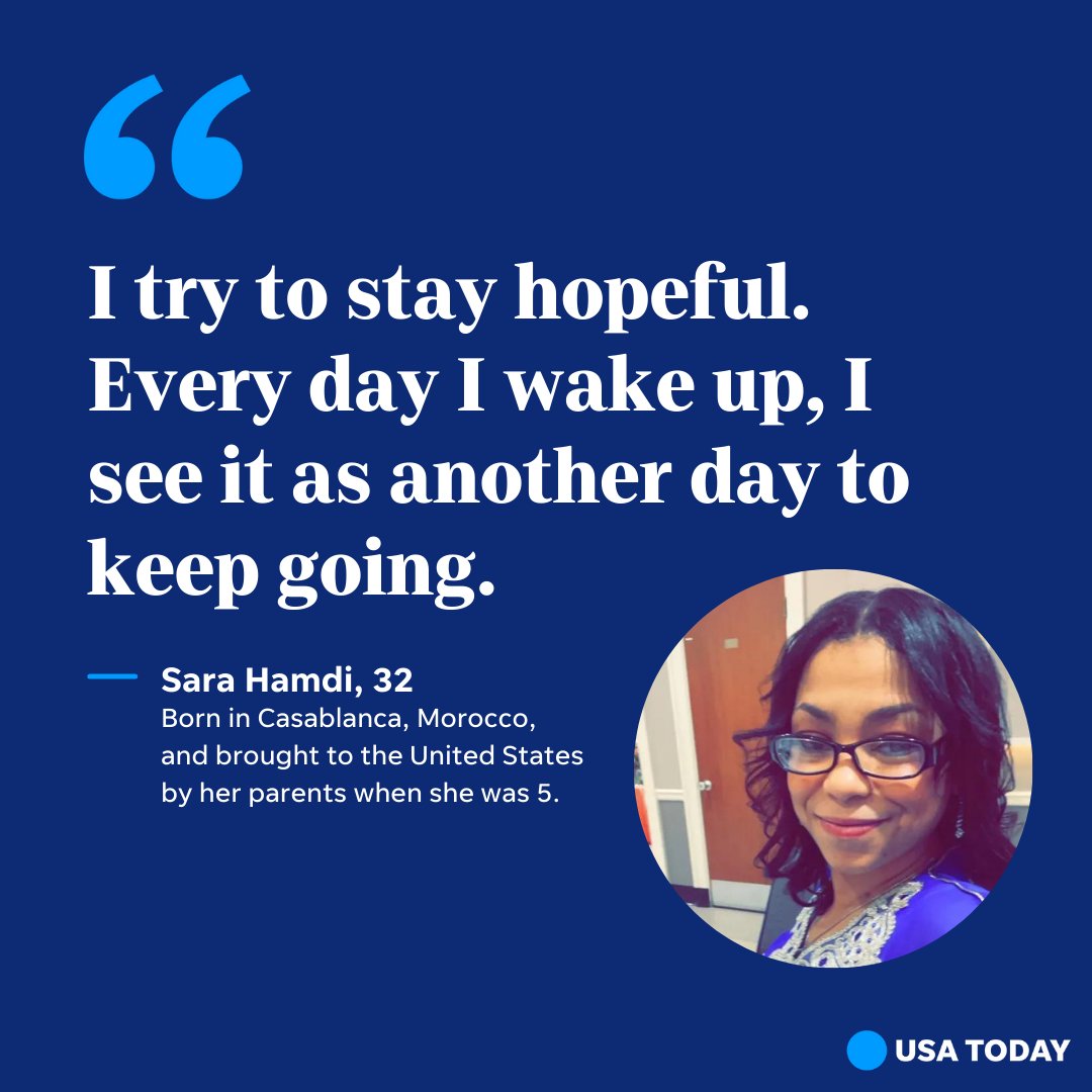 USATODAY's tweet photo. Sara Hamdi feels nervous every day about her immigration status. Little things trigger her anxiety, like when a police officer pulls up behind her while she's driving, and her whole body tightens. https://t.co/QlcF9vEuvl