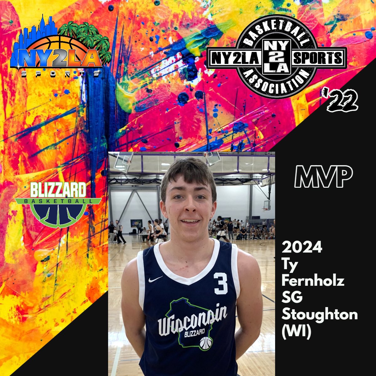 2022 NY2LA Basketball Association <a href="/ny2labasketball/">NY2LA Basketball</a> - Season Awards - 16U Division

🏀MVP🏀
Ty Fernholz <a href="/FernholzTy/">Ty Fernholz</a> 
Class: 2024
Position: G
Travel:  <a href="/WI_Blizzard/">Wisconsin Blizzard</a> <a href="/Blizzard2024/">Wisconsin Blizzard 2024</a> 
HS: Stoughton (WI)
<a href="/ny2lasports/">NY2LA SPORTS</a>