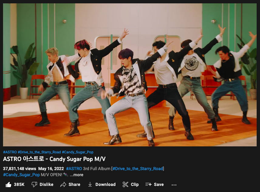 AstroBillboard's tweet photo. We are nearing 38M views of Candy Sugar Pop MV by #ASTRO 

👉https://t.co/HkQzyi4gOE

Join and follow our @ABBHostingTeam now, as VJ @cathdr06 hosts a @scener party.

@offclASTRO https://t.co/MpujPZow33