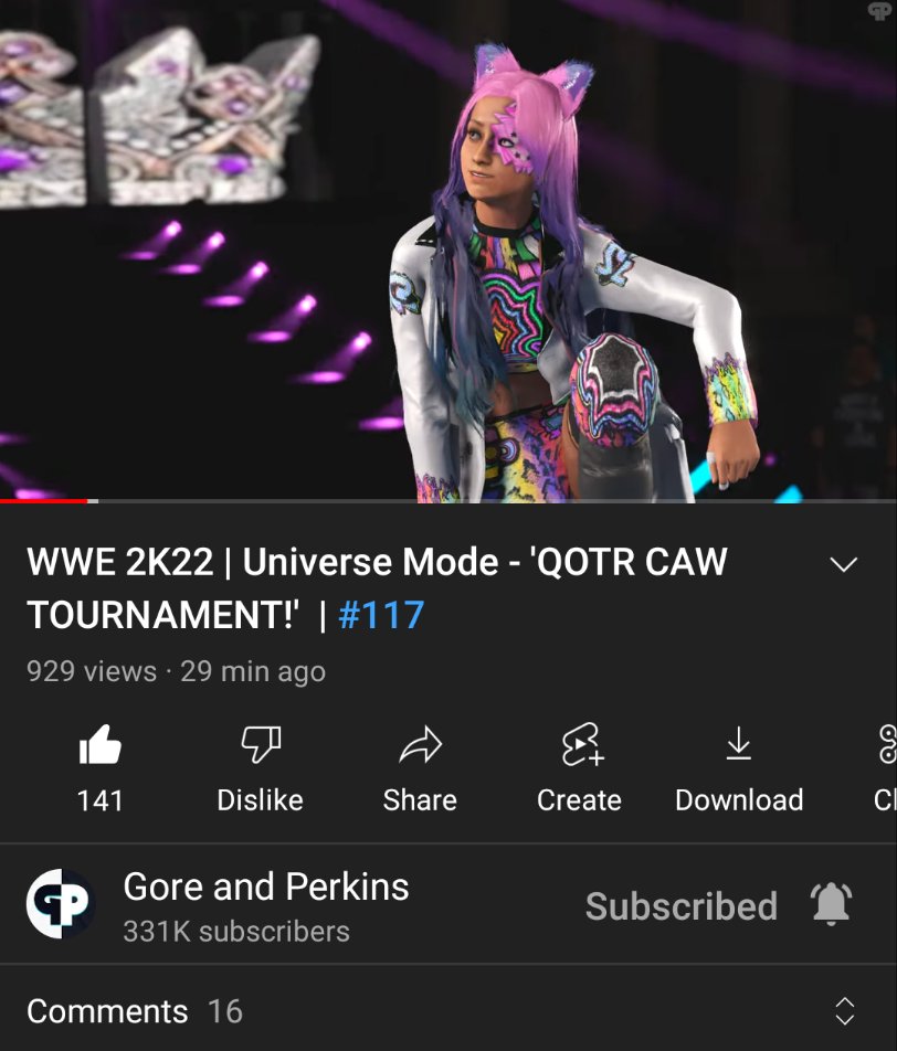 Kristie made it into Gore and Perkins' QOTR CAW tournament! As someone who's been watching G&amp;P since I was 11 seeing this was very, very cool, thank you <a href="/GoreAndPerkins/">Gore and Perkins</a>!!

youtu.be/A3gbZd4HzLE