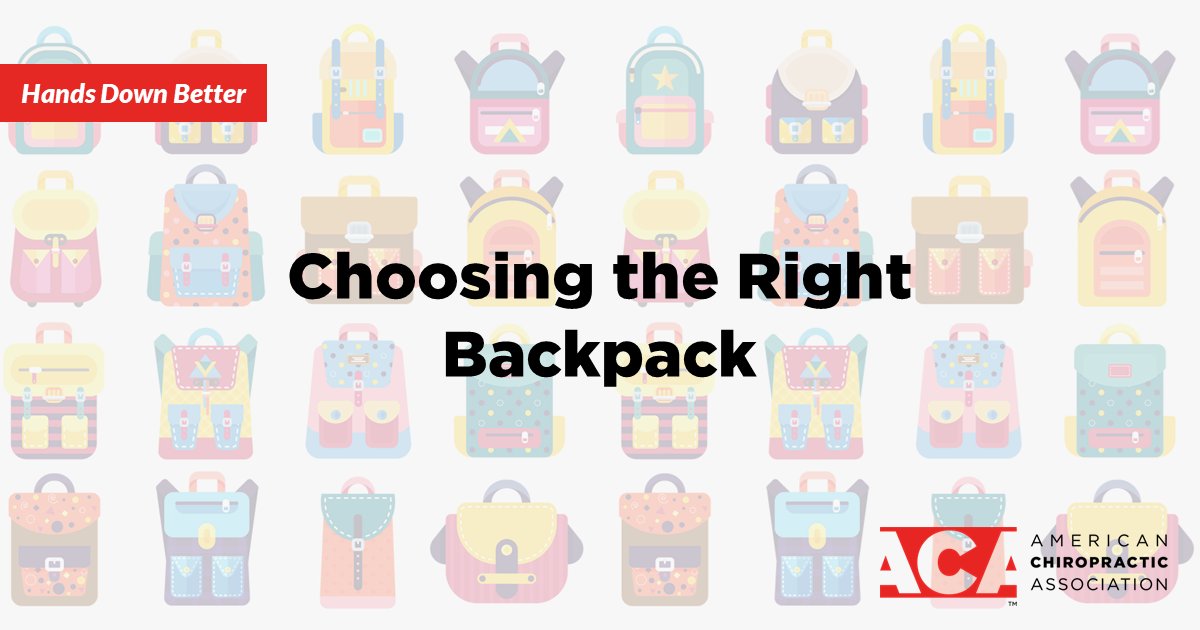 ACAtoday's tweet photo. Whether you're headed back to school or back to the office, it's important that you keep safety in mind when choosing a backpack. Check out our tips for choosing the right backpack at https://t.co/FxijJx5L3O! #BackpackSafety #HealthyLiving #HandsDownBetter https://t.co/BHUpXIIQPr