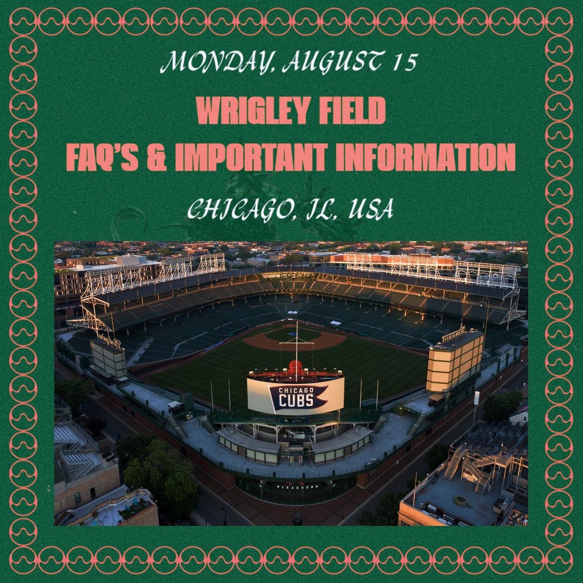 ChromaticaBN's tweet photo. 🎫 | @ladygaga's #ChromaticaBall show will take place in Chicago, IL, USA tonight! #ChromaticaBallChicago

📍 Wrigley Field
👥 41.649
🚪 Doors open at 6:00PM (VIP check-in from 3:30 - 5:20PM)
🕙 Gaga on at 8:30PM https://t.co/SUBIJ8SNPx