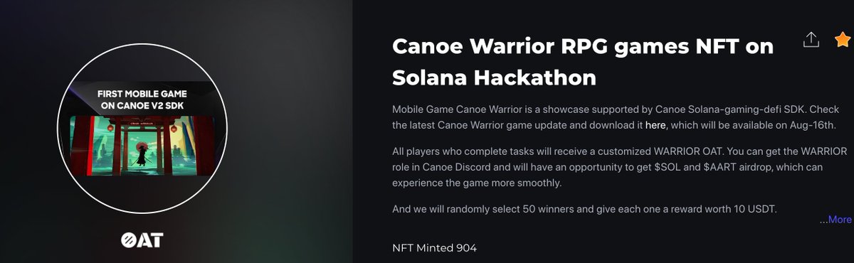 canoe_finance's tweet photo. WE ARE LIVE ON @ProjectGalaxyHQ🔥
 
Join our mobile game CANOE WARRIOR galaxy campaign and stand a chance to win a customized WARRIOR OAT + 500 $USDT 🎉
 
Retweet the pinned Canoe #solanasummercamp and complete the task below 🔽
 
https://t.co/Pb1GFxLNPq https://t.co/F7tpVmaNhP