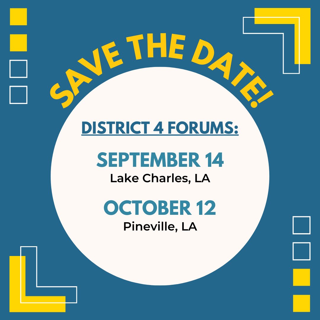 All4Energy's tweet photo. The Alliance is hosting 5 candidate forums to give residents an opportunity to hear from @la_psc candidates. The forums will allow candidates to discuss their positions, as well as answer questions about Louisiana's Energy Future.
#LaPSC #Power4People #energy https://t.co/KsXWUOxgWB