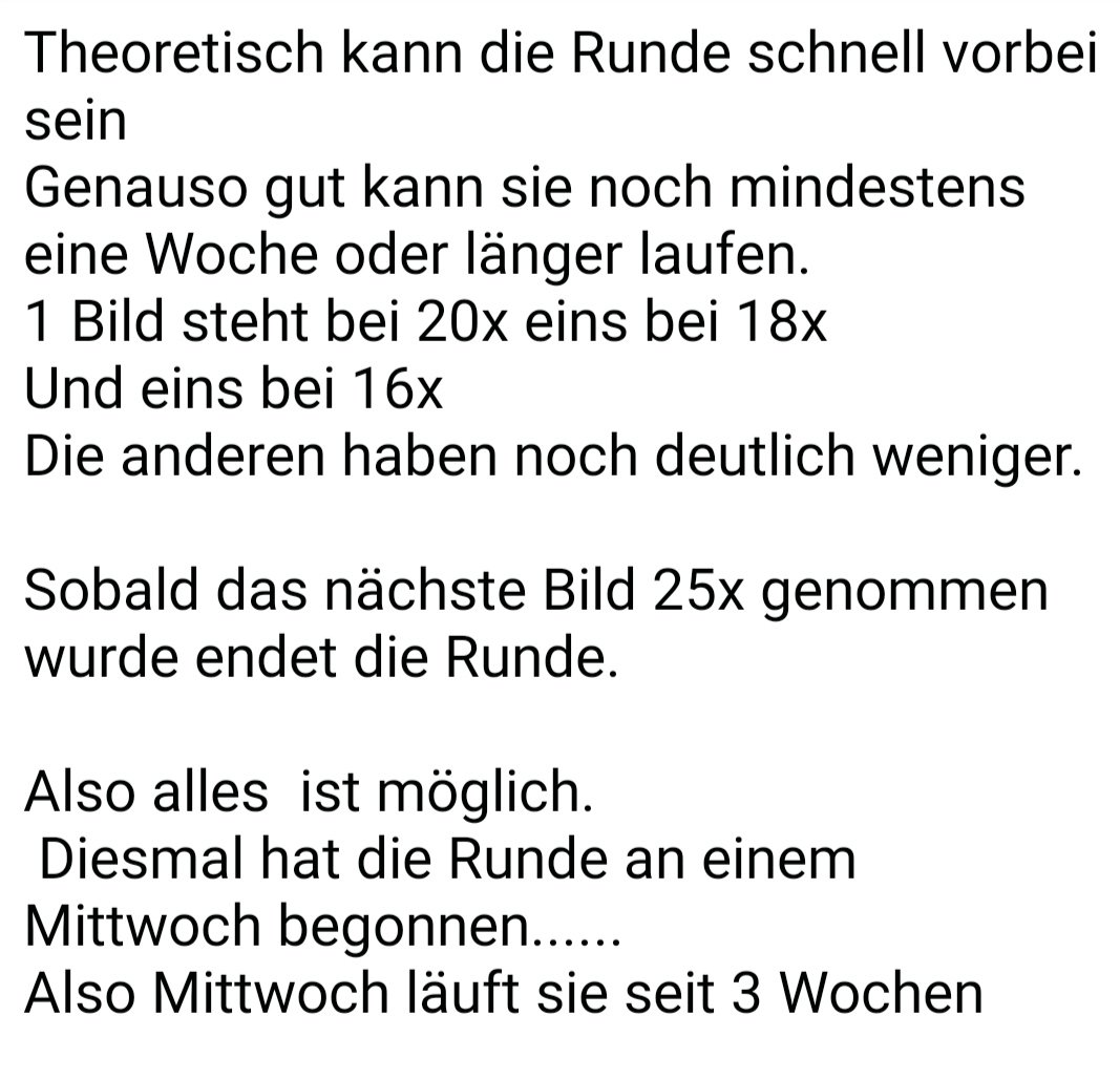 spiel_fee's tweet photo. RETWEETEN und Kommentieren Da die Runde theoretisch schnell enden kann. Wieder das Zusatzspiel Schreibt euren Wochentag als Tip drunter. Jeder der den richtigen Tag hat. Bekommt am Ende zwei der Bilder aus der Endrunde!!! Ich füge euch zur Liste mit eurem Tag hinzu https://t.co/H1voWCtuxV