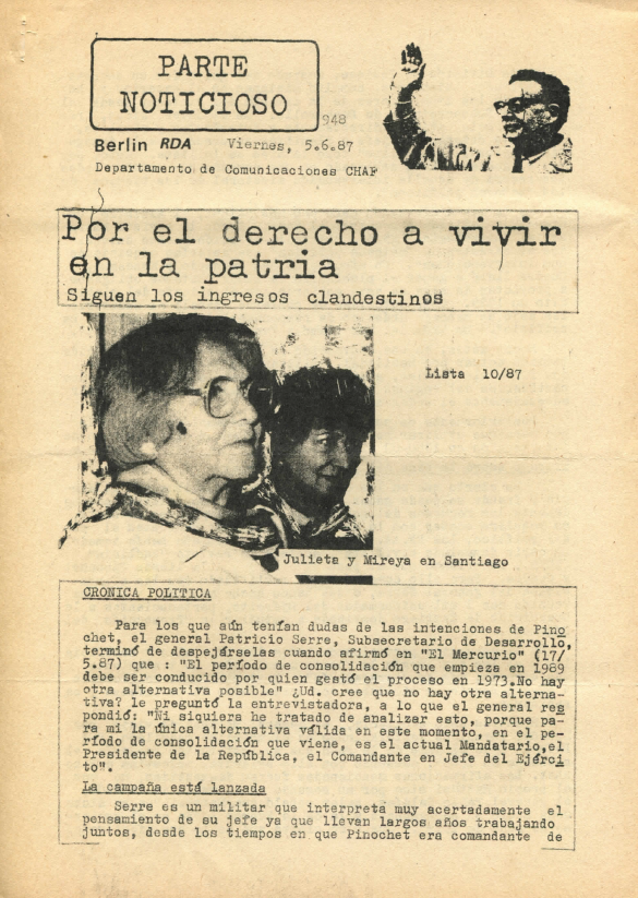 revistapasando's tweet photo. 'Parte Noticioso' fue un semanario editado por el Comité Chile Antifascista (CHAF) que se encontraba en Berlín en la ex RDA. 

Contenía una extensa crónica política, documentos, recortes de prensa, pero sobre todo diversas y breves noticias de la oposición a la dictadura. https://t.co/nnR3ezO7c1
