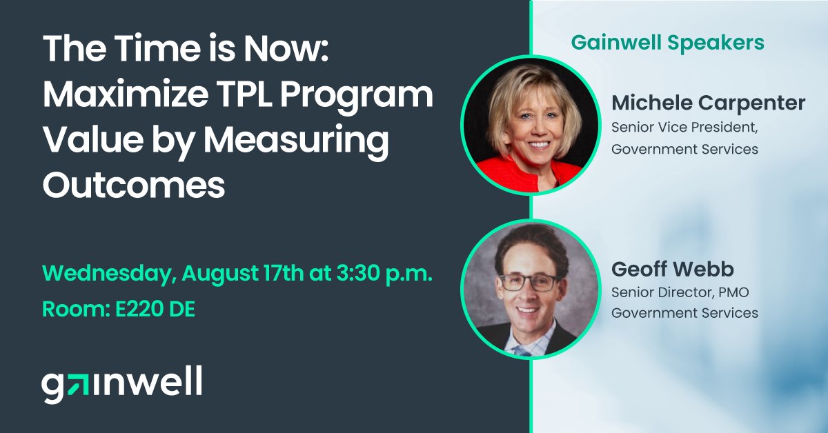 GainwellTech's tweet photo. Join Gainwell's Michele Carpenter and Geoff Webb for an #MESC2022 speaking session on Maximizing TPL Program Value. View our full speaking lineup at https://t.co/DOOyNxRm8p.
#thirdpartyliability #TPL https://t.co/WnRdoIagp8